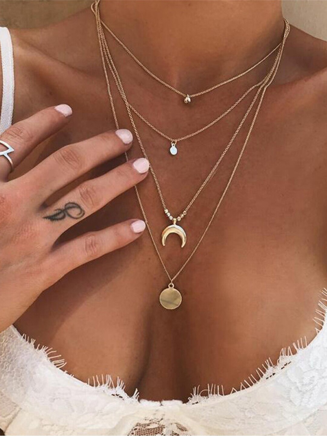 

Shining Diva Fashion Gold-Toned Gold-Plated Layered Necklace