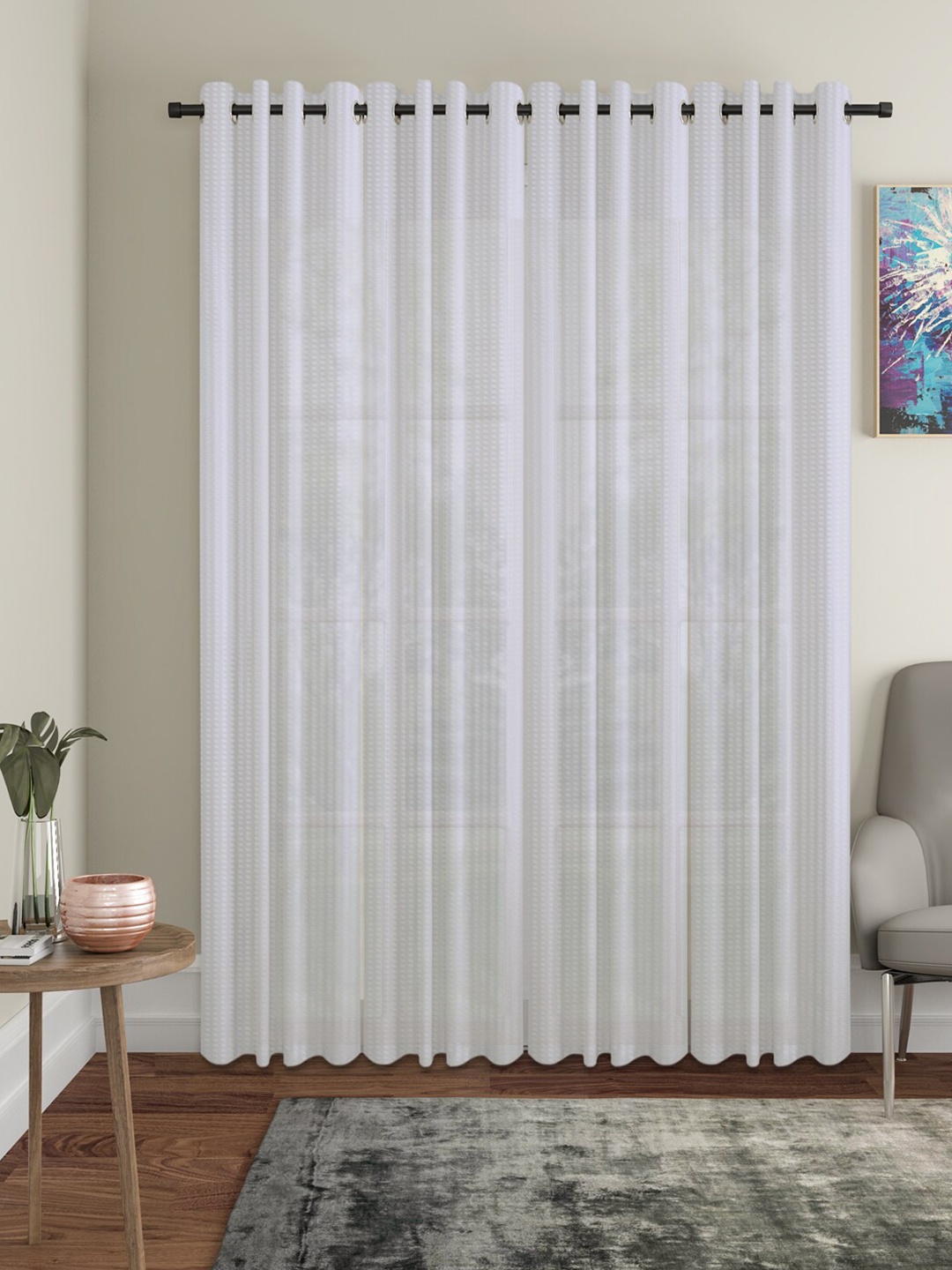 

HOSTA HOMES White Set of 4 Striped Door Curtain