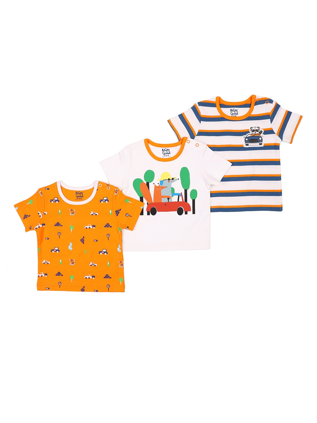 

KICKS & CRAWL Infant Kids Pack Of 3 Cotton T-shirts, White