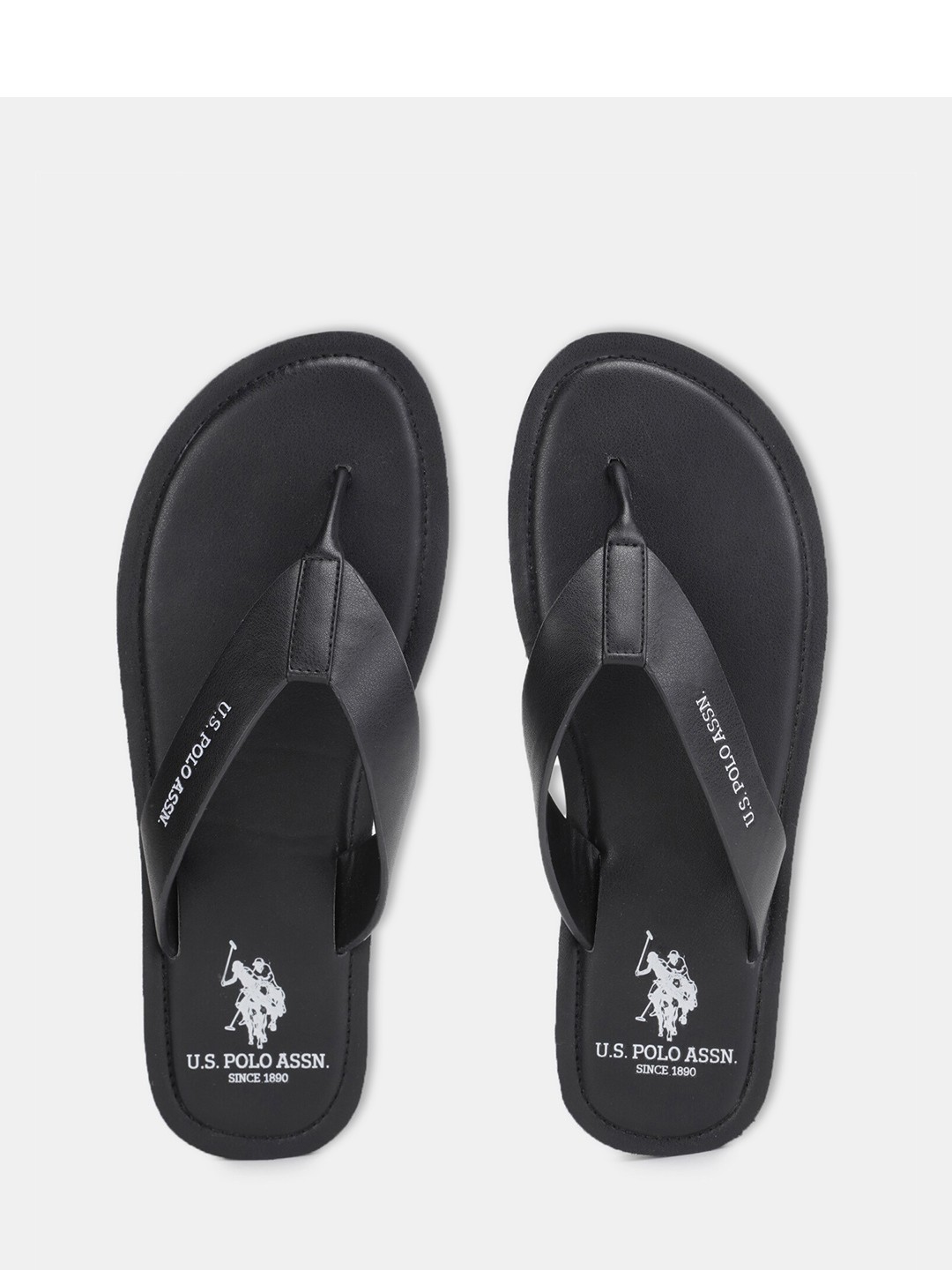 

U S Polo Assn Men Black & White PU Comfort Sandals