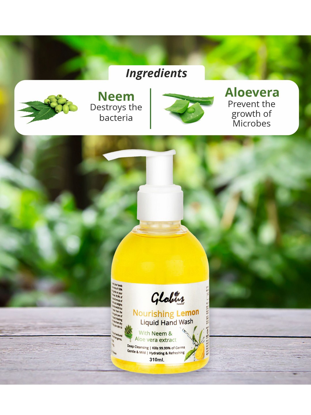 

Globus Naturals Hydrating & Refreshing Lemon Liquid Hand Wash 310 ml, Yellow