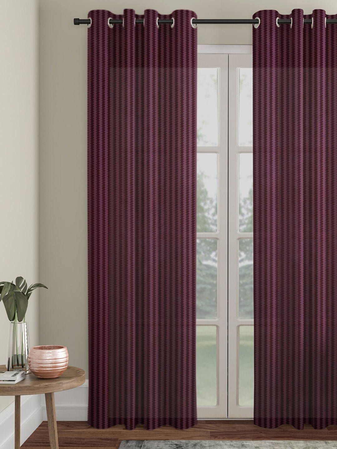 

HOSTA HOMES Purple Striped Door Curtain