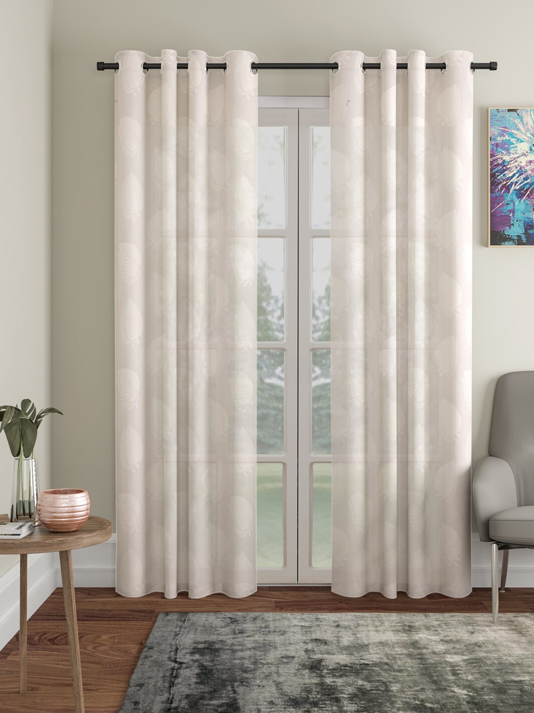 

HOSTA HOMES Cream-Coloured Set of 2 Door Curtain