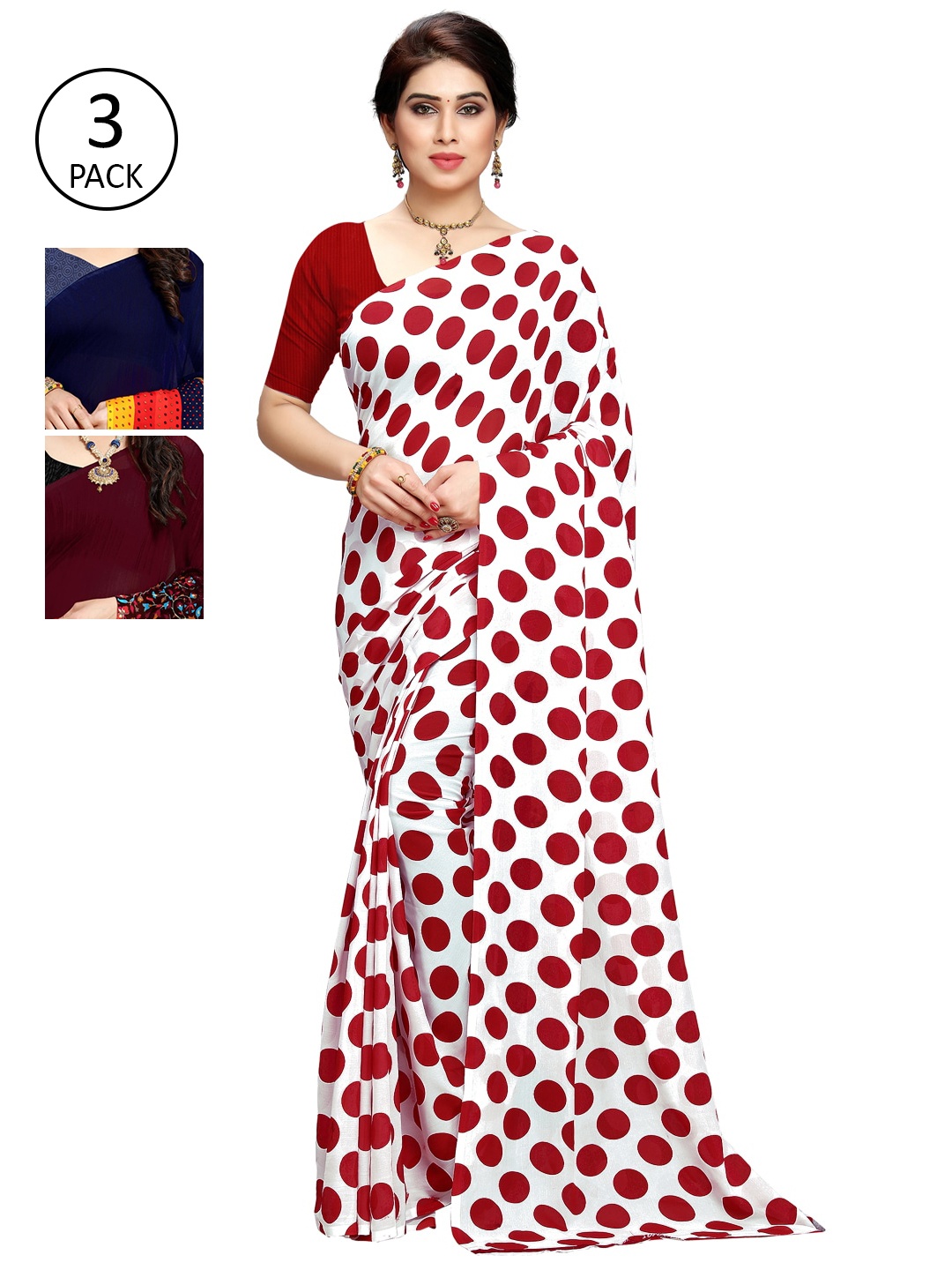 

KALINI Multicoloured Pack of 3 Printed Saree, Multi
