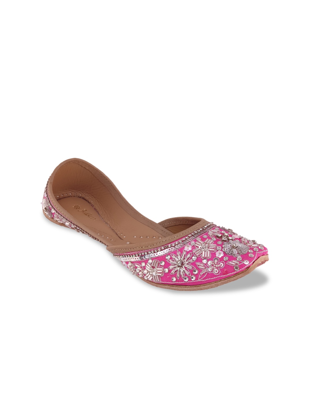 

Fulkari Women Magenta Embellished Mojaris Flats