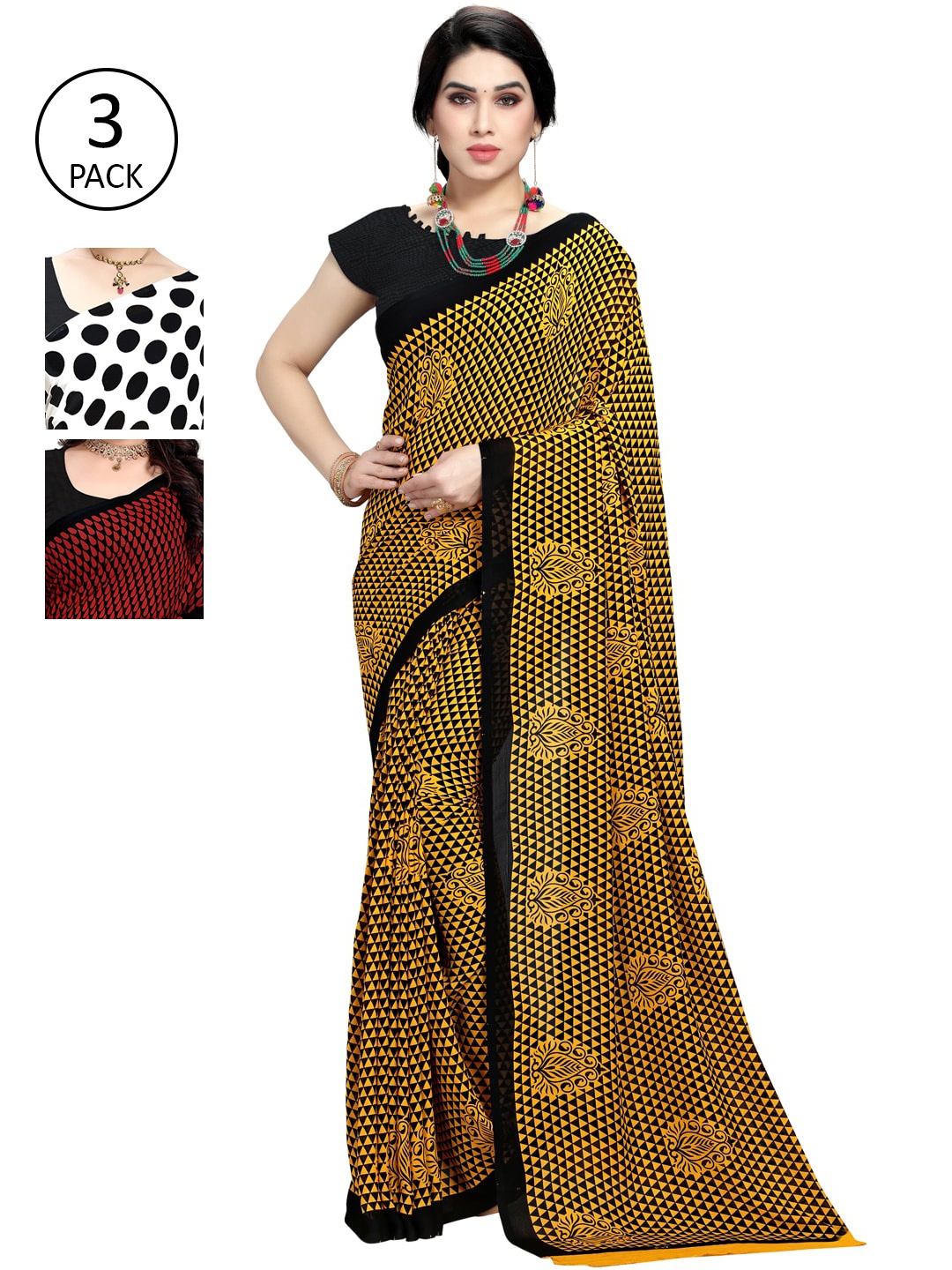 

ANAND SAREES Women Pack Of 3 Printed Saree, White