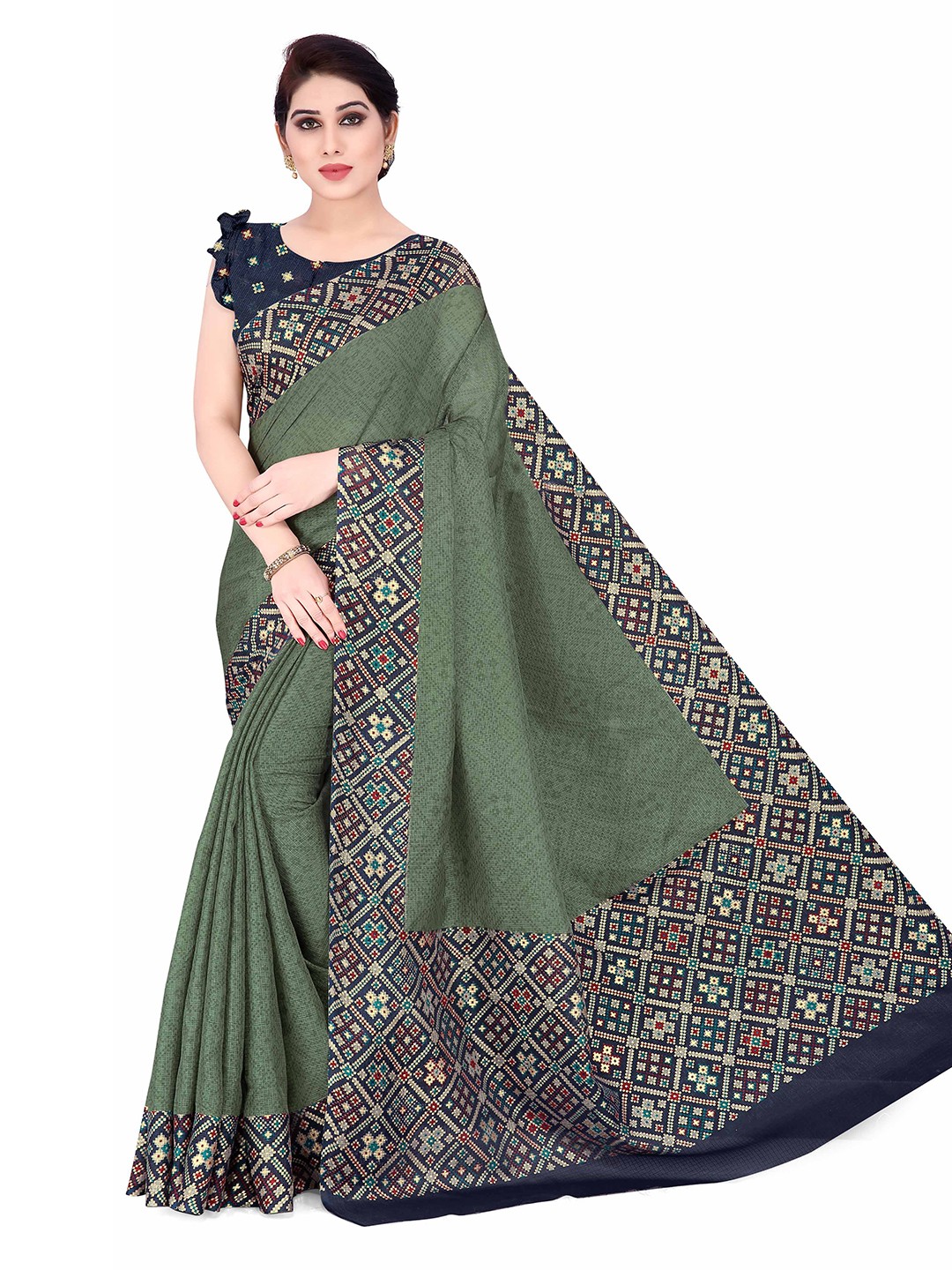 

KALINI Green & Blue Supernet Saree