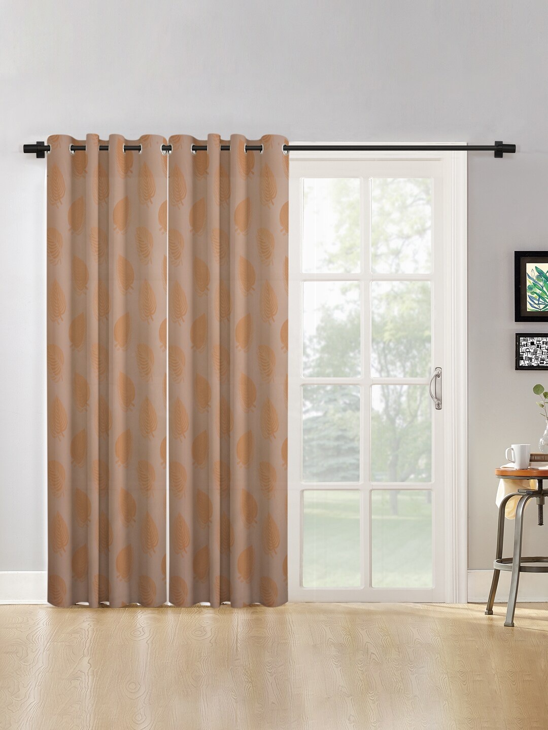 

HOSTA HOMES Brown Set of 2 Floral Long Door Curtain