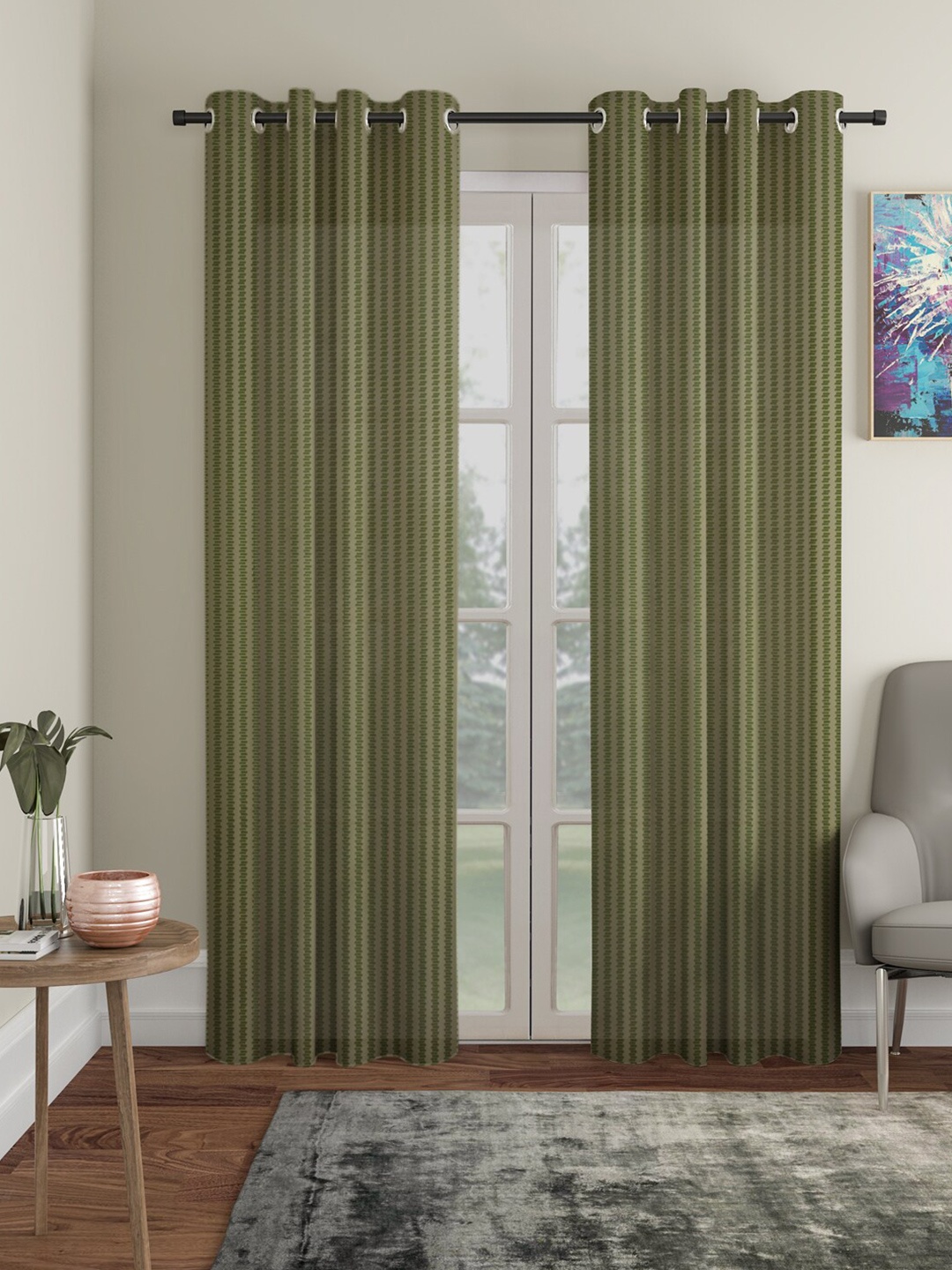 HOSTA HOMES Green Set of 2 Door Curtain