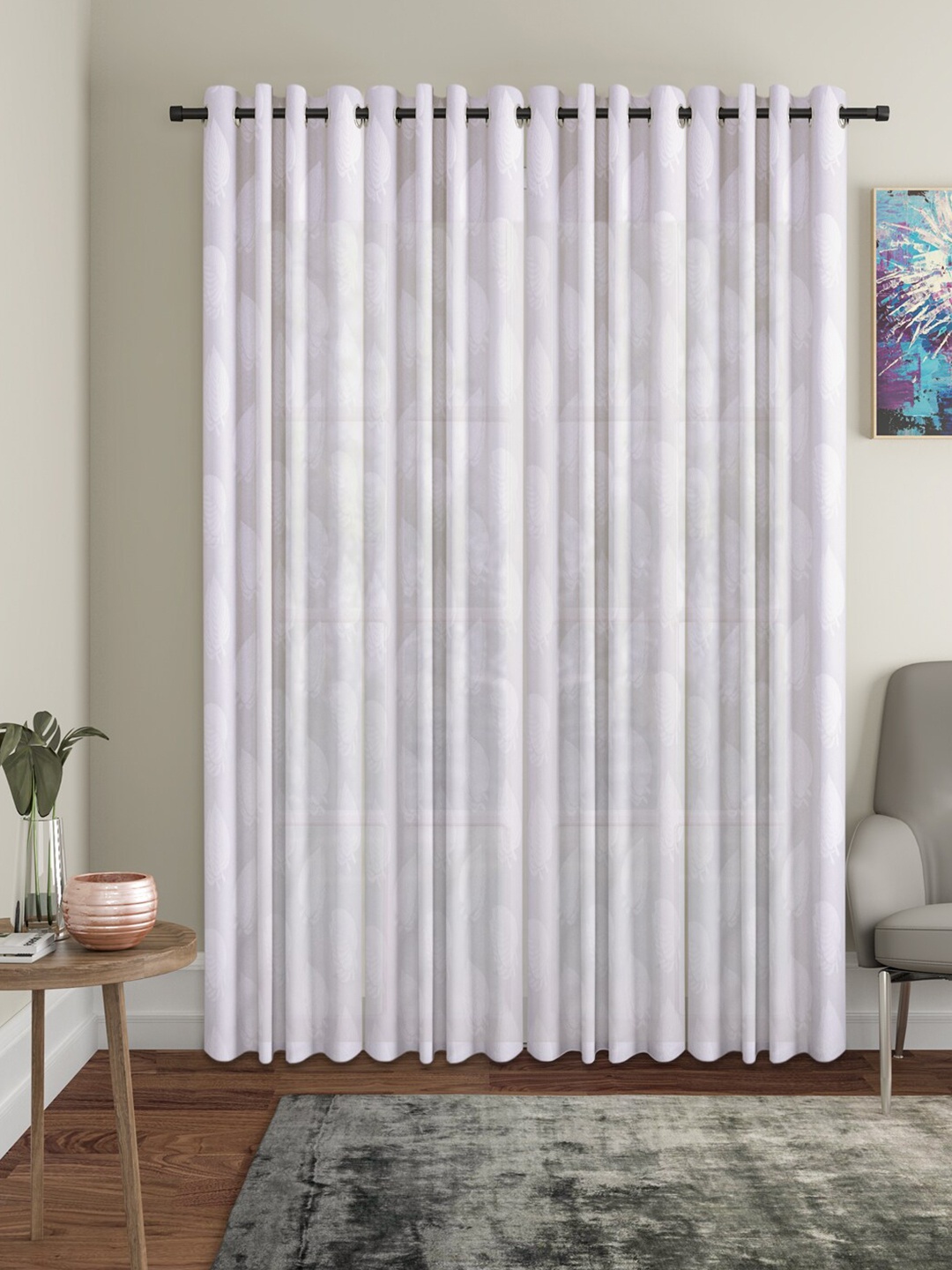 HOSTA HOMES White Set of 4 Floral Window Curtain