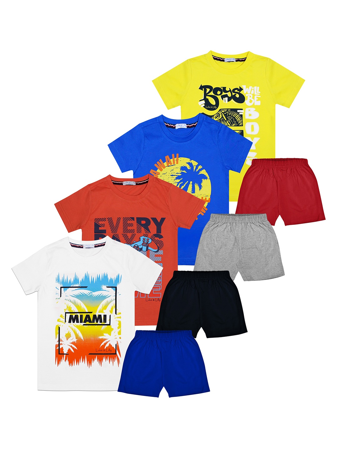 

Luke & Lilly Boys White & Red Printed T-shirt with Shorts