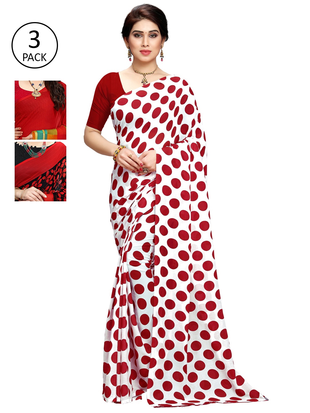 

KALINI Pack of 3 Printed Sarees, Multi