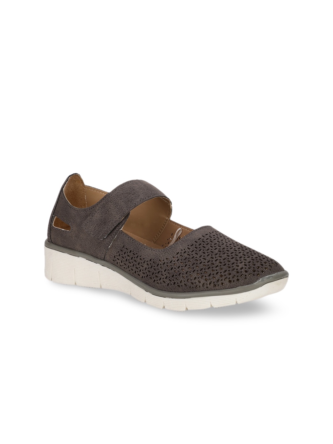 Bata Woven Designed Flatform Heeled Mary Janes, Grey