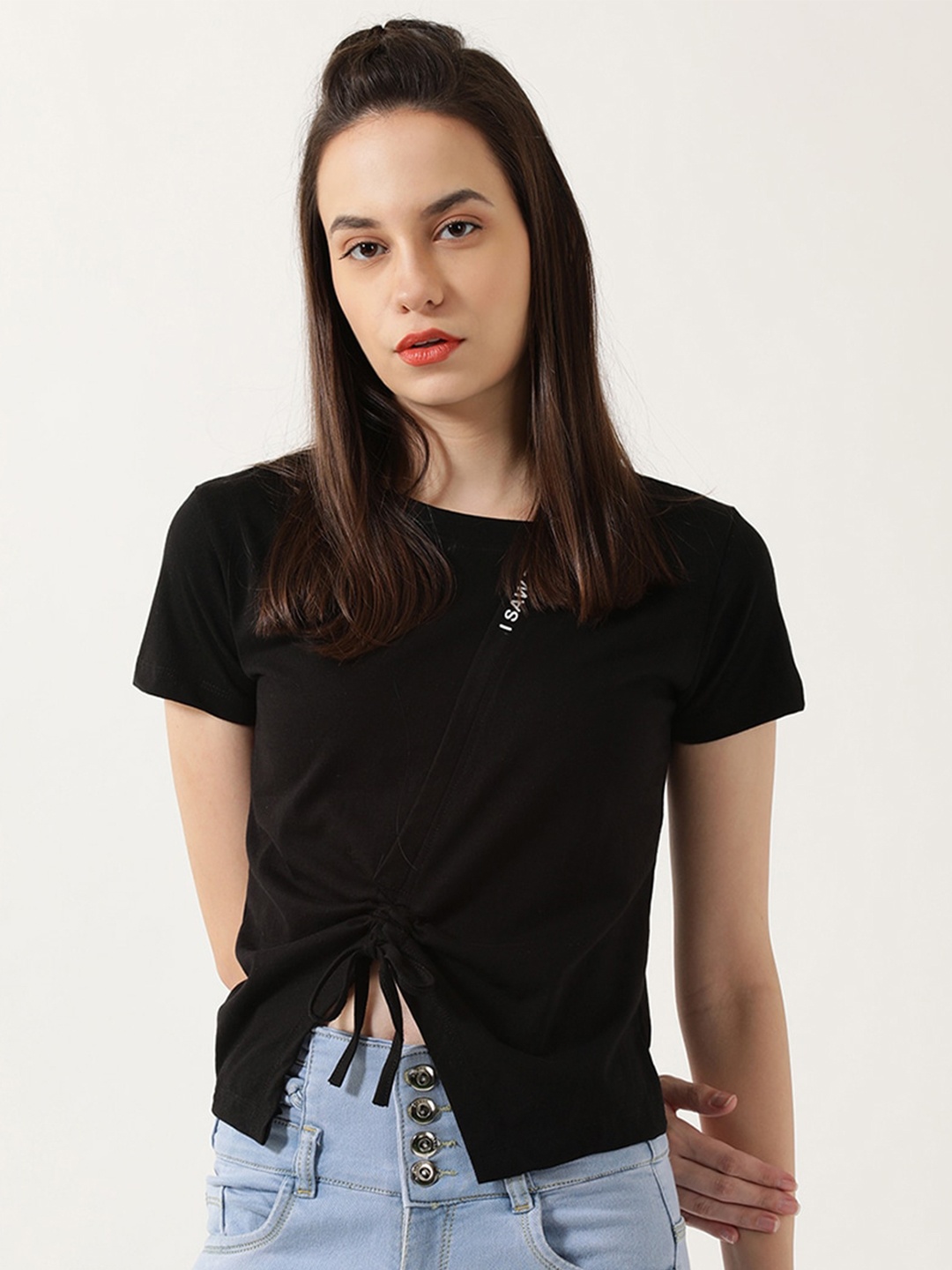 

V2 Value & Variety Black Styled Back Top