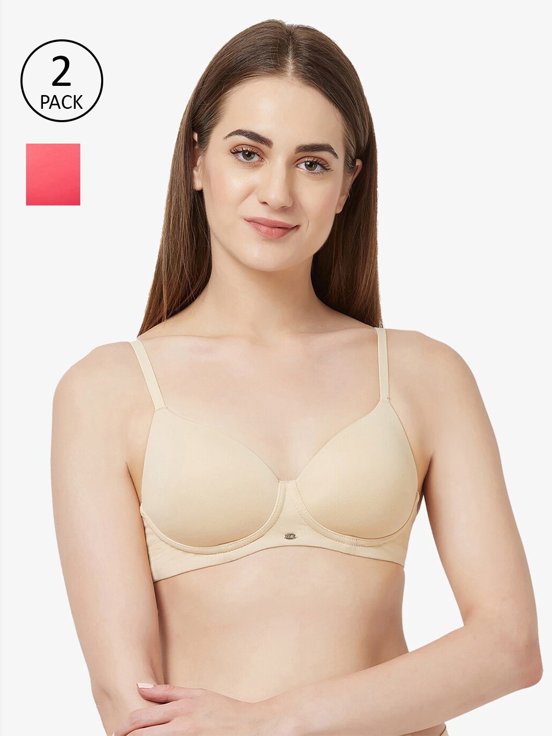 

Soie Pack Of 2 Lightly Padded T-shirt Bras - CB-123NUDE/ROSE, Nude