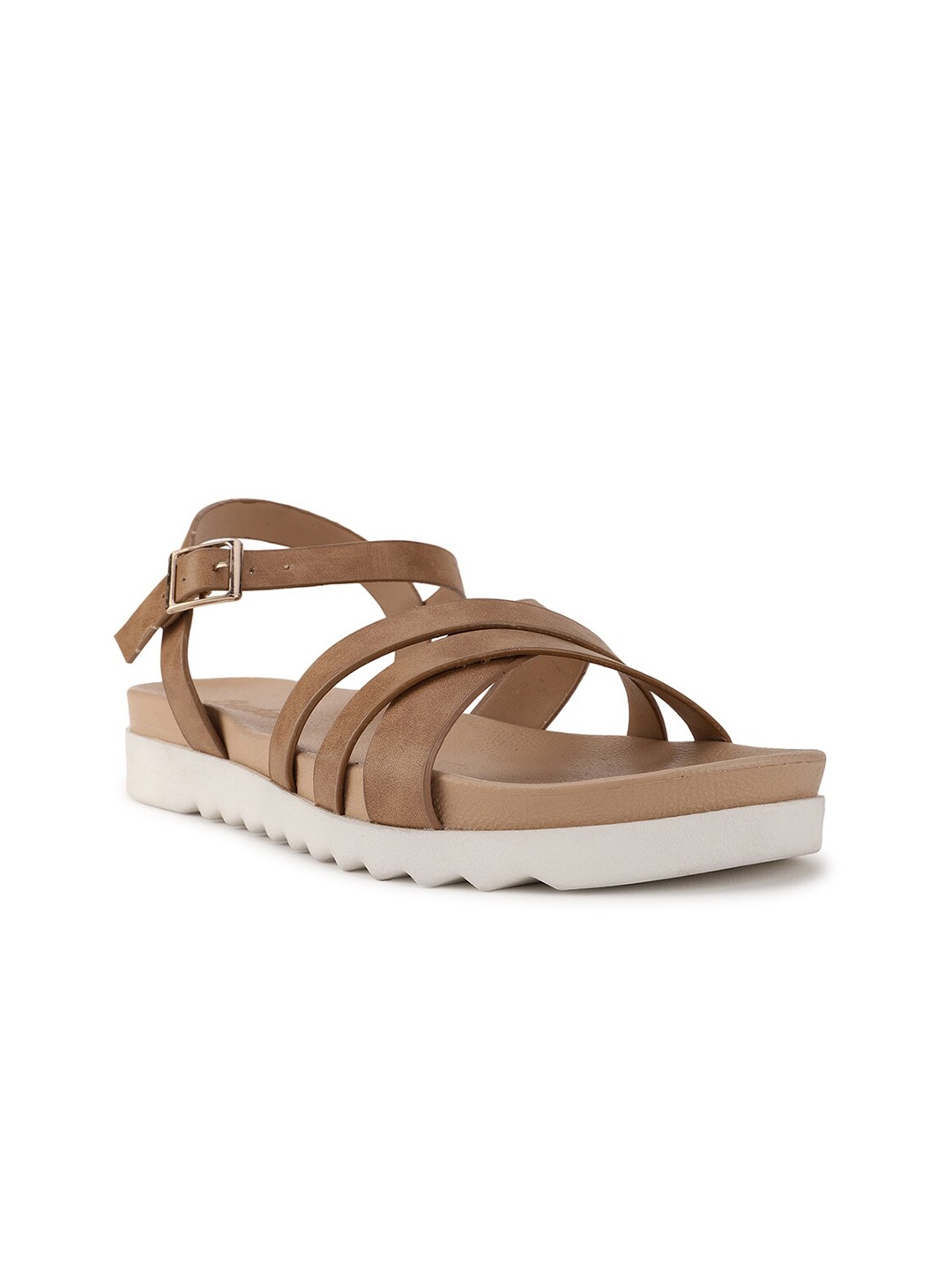 Bata Women Tan PU Comfort Sandals
