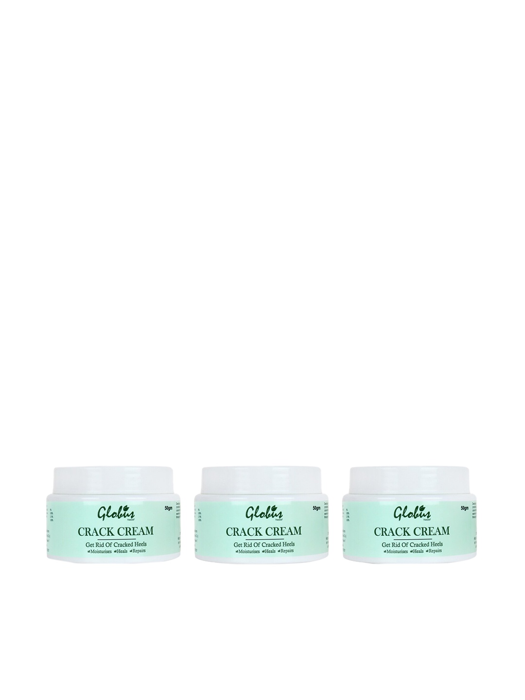 

Globus Naturals Unisex Pack of 3 Crack Cream For Dry Cracked Heels & Feet-50g each, White