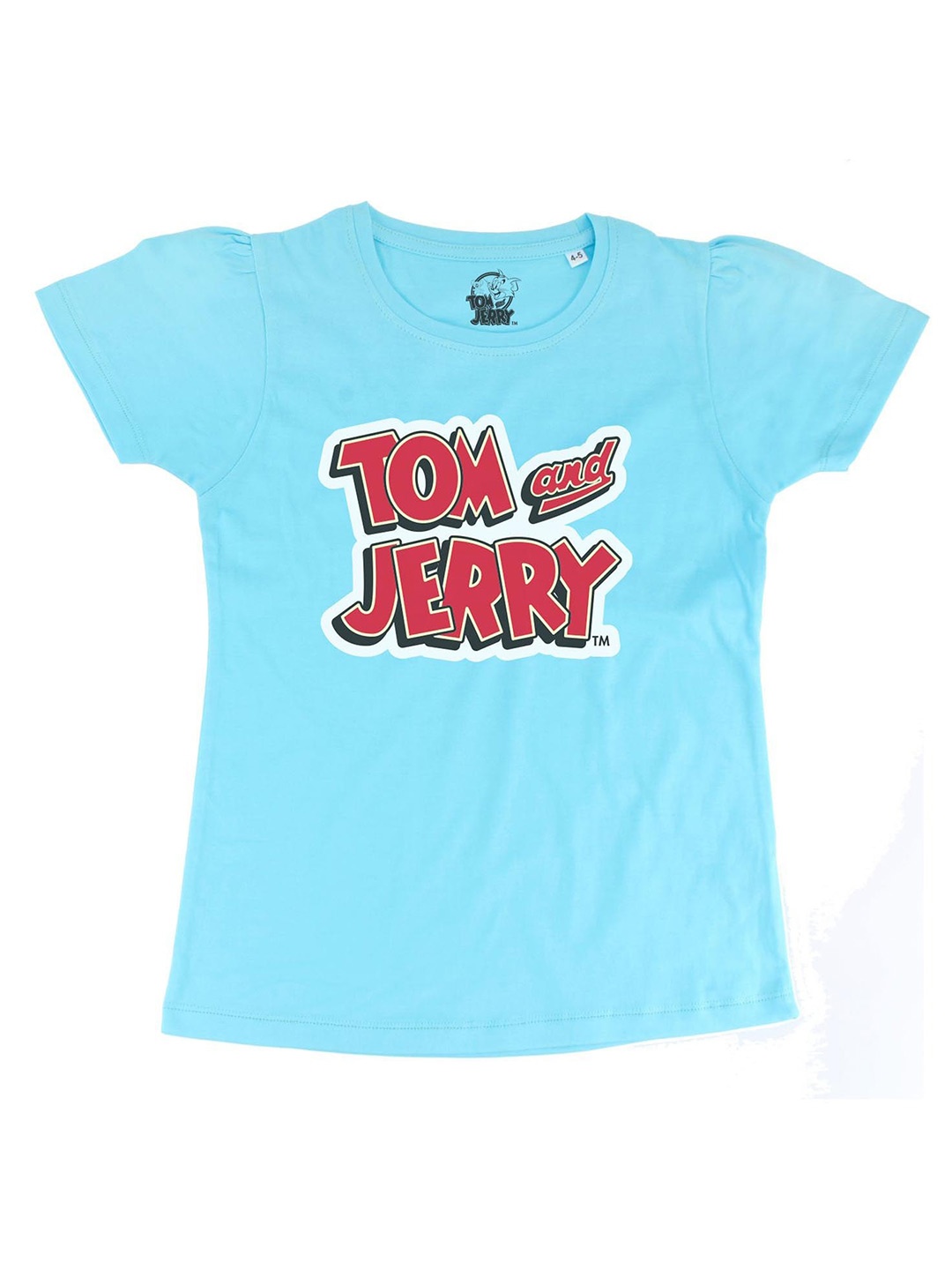 

Tom & Jerry Blue Puff Sleeve Regular Pure Cotton Top