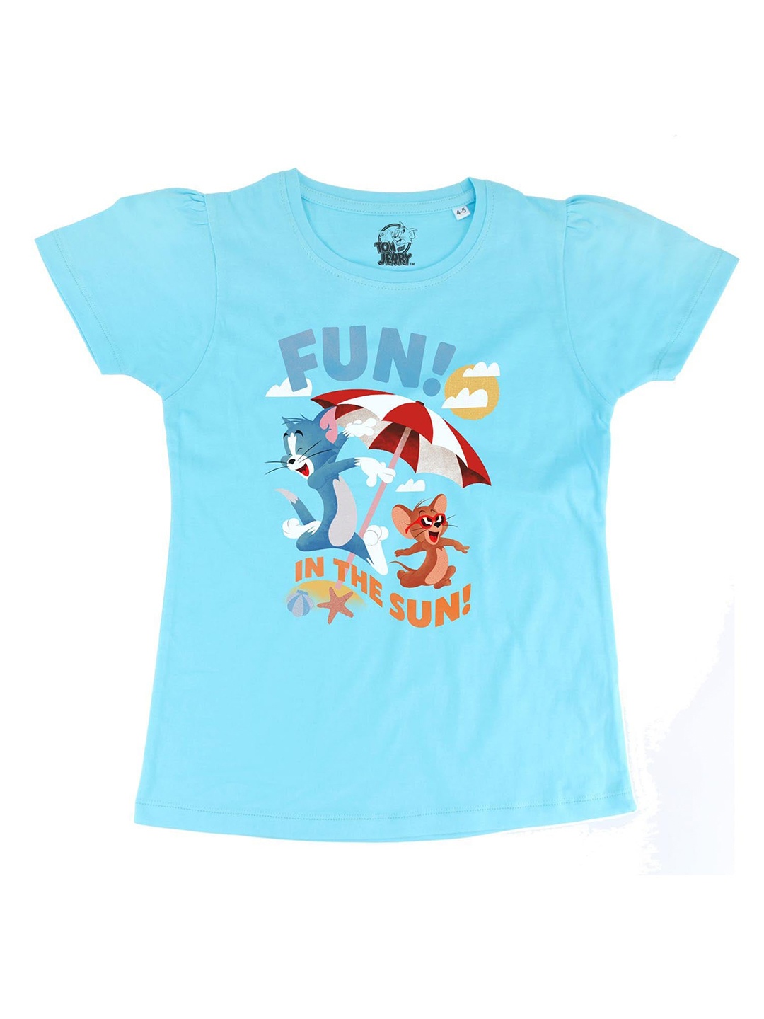 

Tom & Jerry Girls Blue Tom & Jerry Printed Regular Top