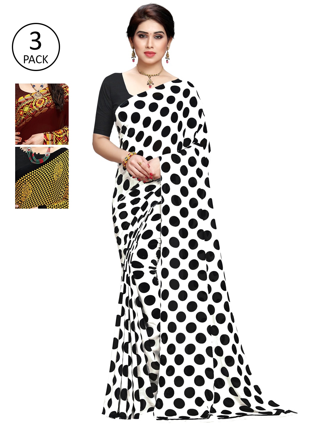 

KALINI Pack Of 3 Printed Saree, Multi