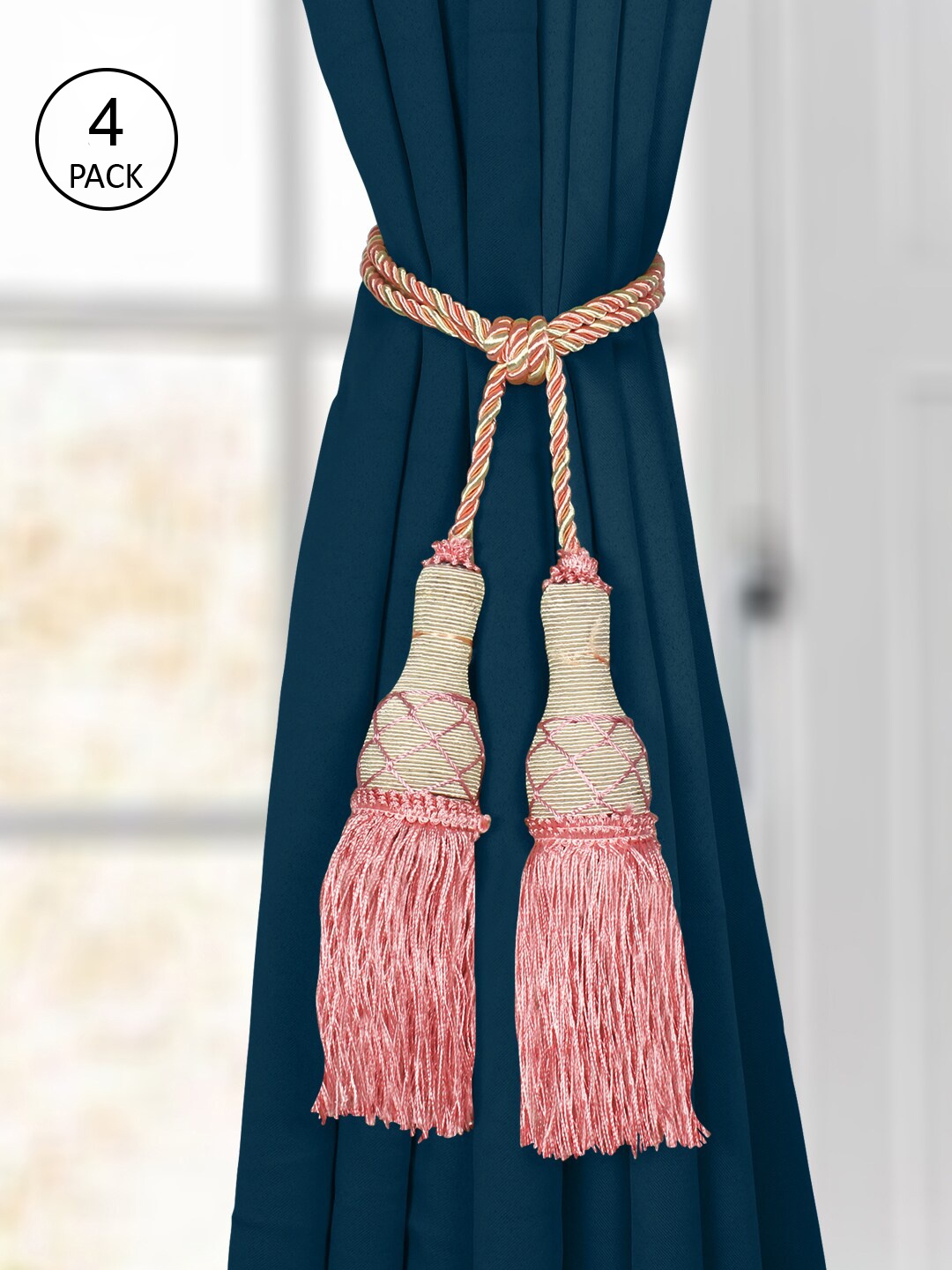 

Story@home Set Of 4 Pink Braided Tassel Rope Curtain Tiebacks