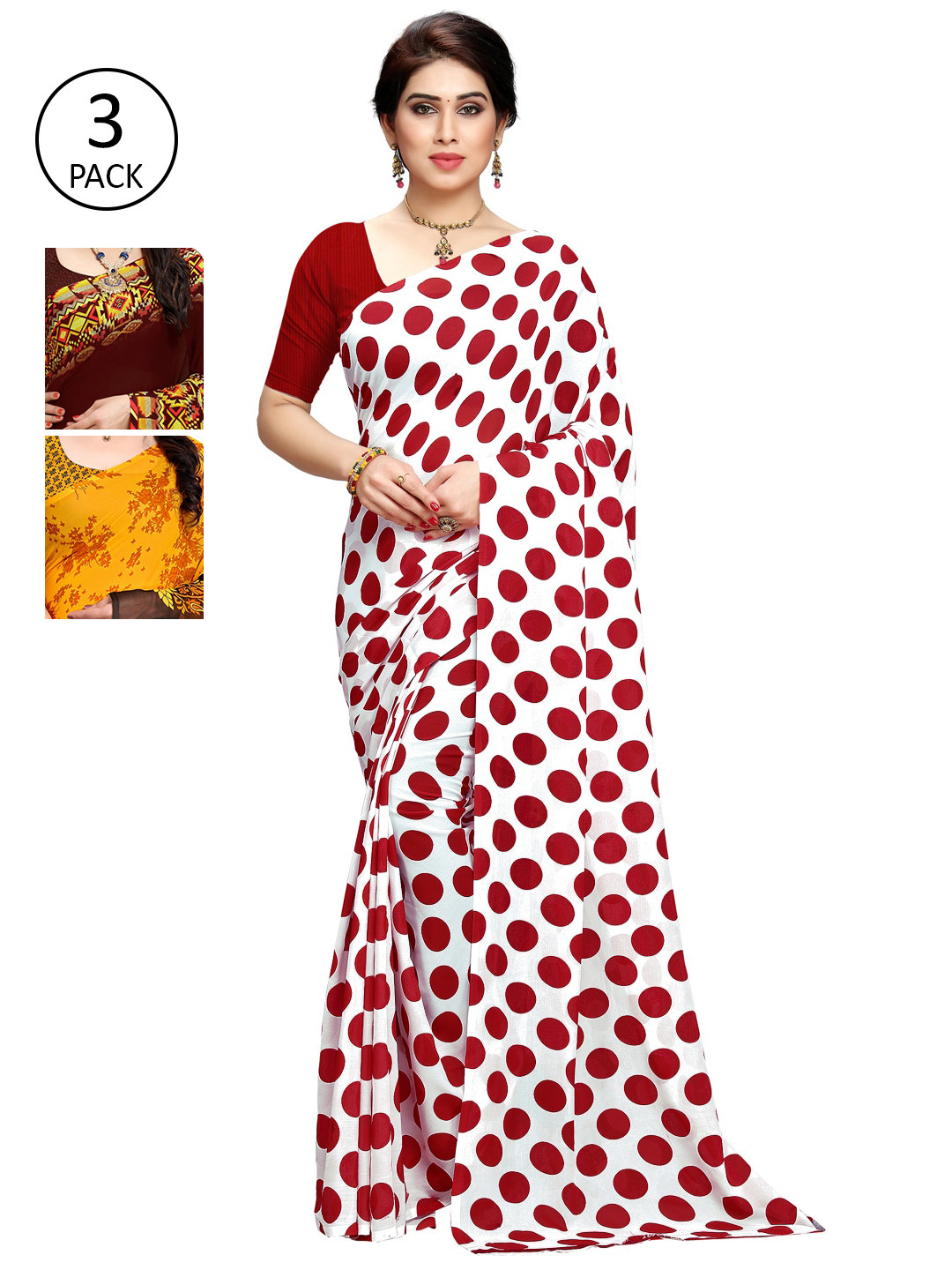 

KALINI Pack of 3 Printed Sarees, Multi
