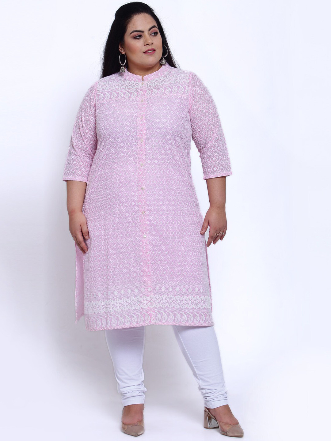 

plusS Women Pink Ethnic Motifs Printed Kurta