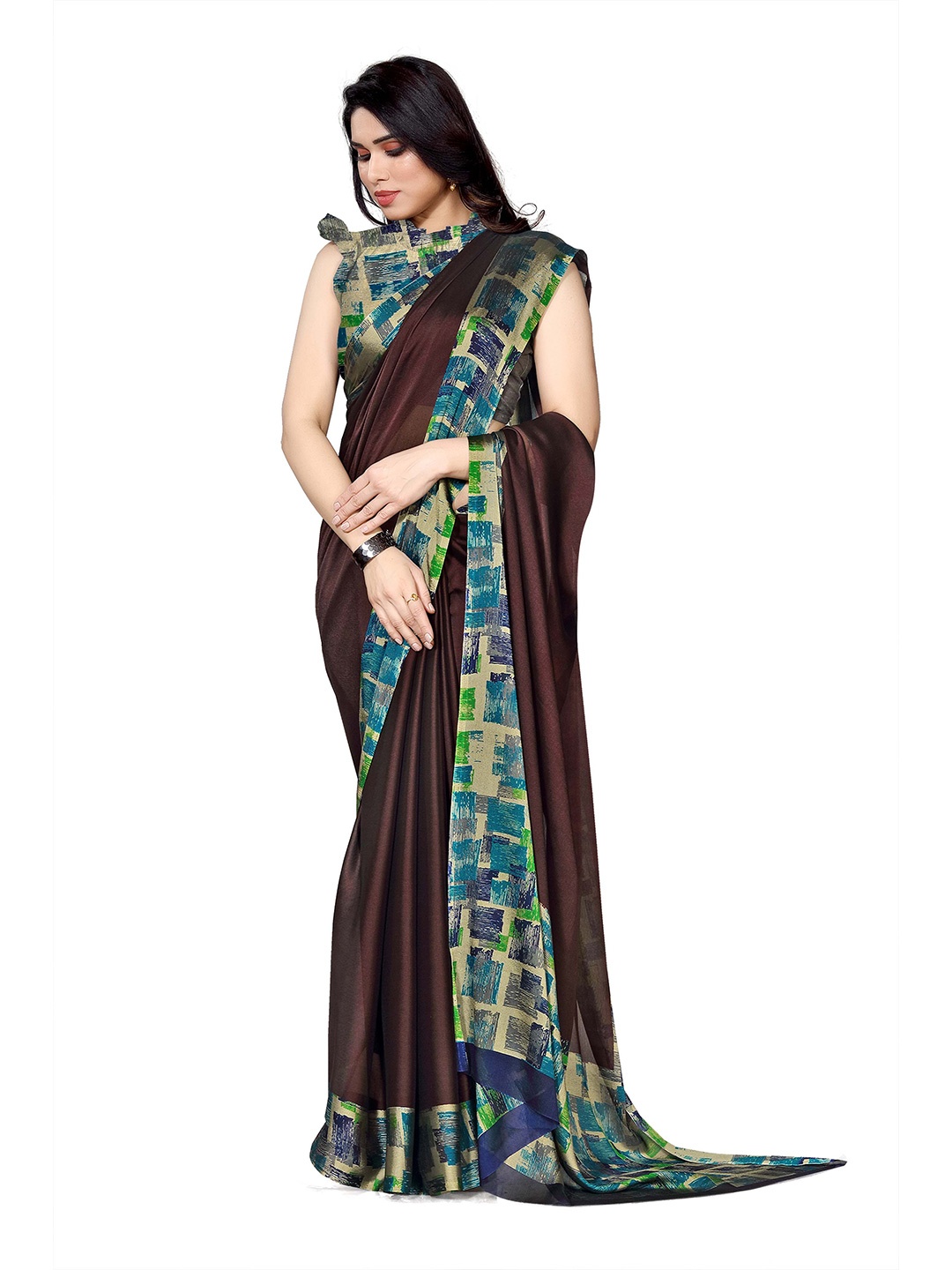 

KALINI Maroon & Green Printed Saree