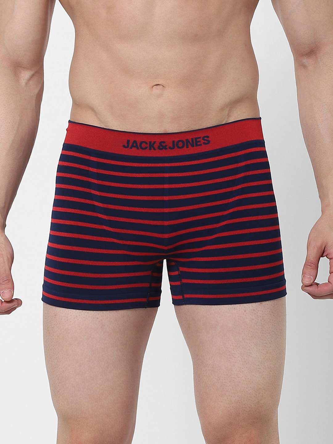 

Jack & Jones Men Navy Blue & Red Striped Trunk [2321897002]