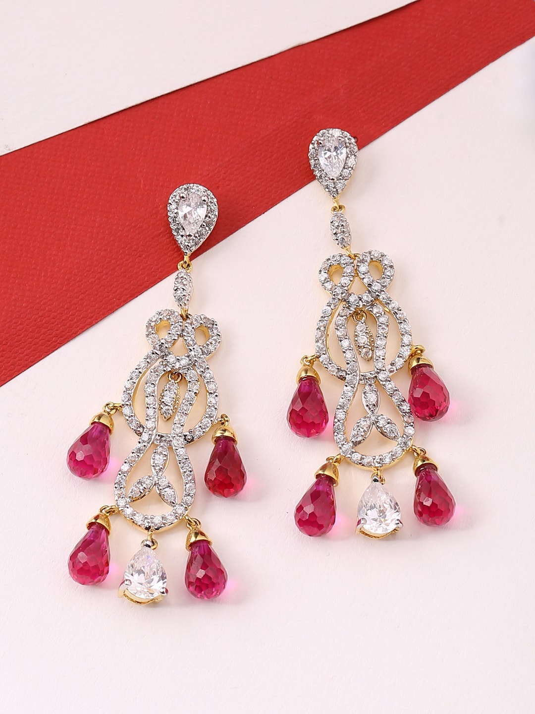 

Tistabene White Gold Plated Contemporary Drop Earrings