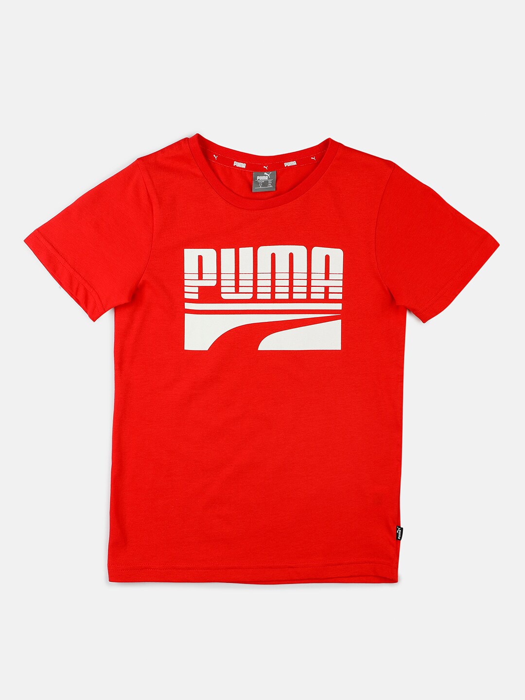 

Puma Boys Red & White Typography Printed T-shirt