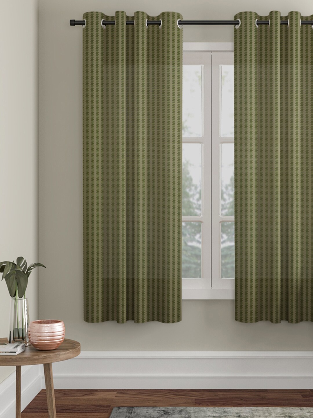 

HOSTA HOMES Green Striped Window Curtain