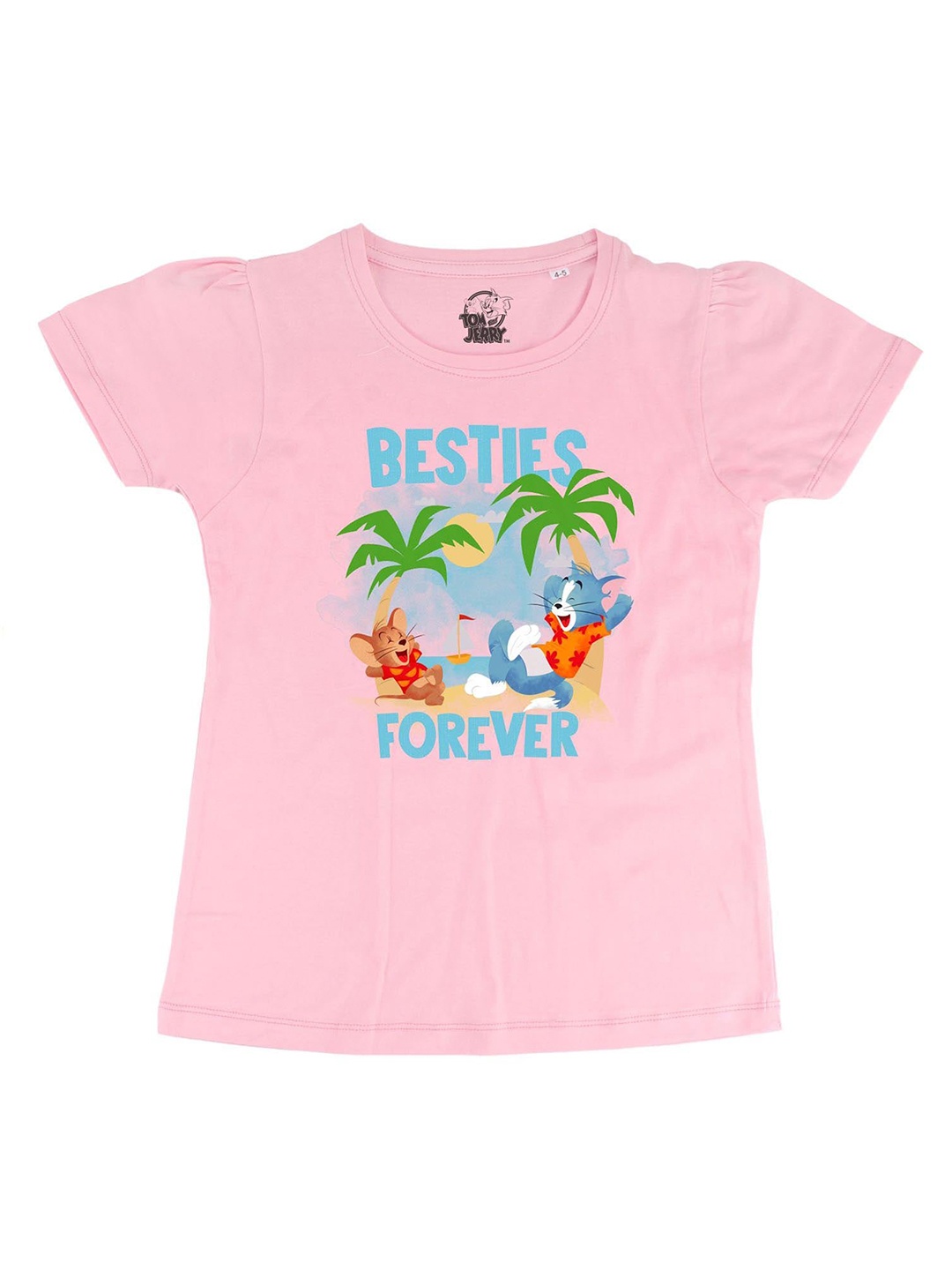 

Tom & Jerry Pink Puff Sleeve Cotton Top