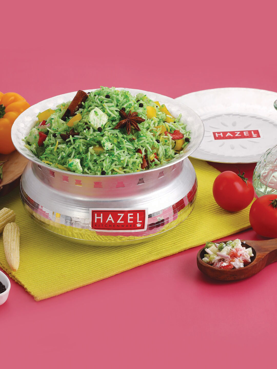 

HAZEL Silver-Toned Hammered Handi Pot With Lid 2900 Ml