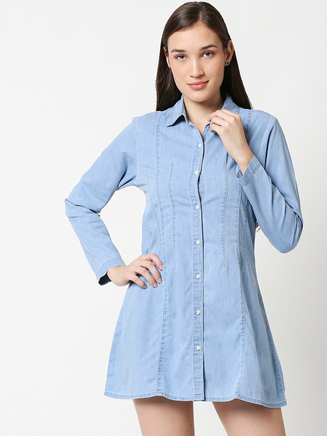 

High Star Blue Denim Shirt Mini Dress