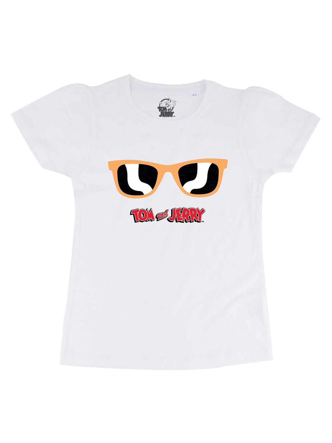 

Tom & Jerry White Puff Sleeve Regular Pure Cotton Top