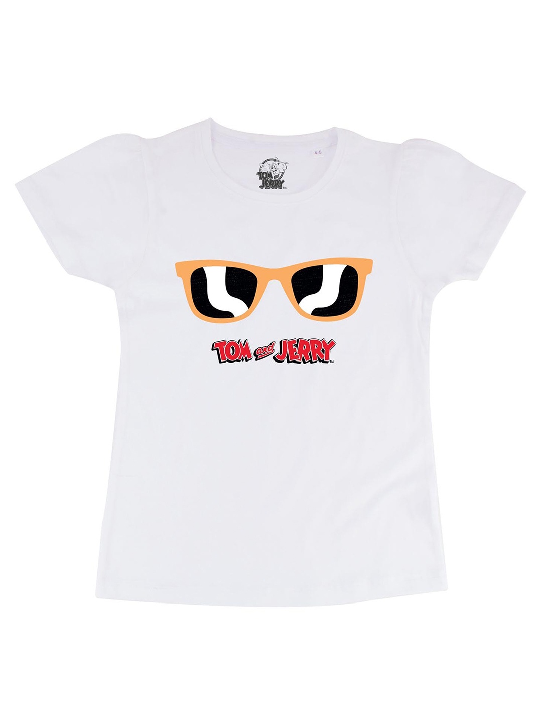 Tom & Jerry White Printed Cotton Regular Top