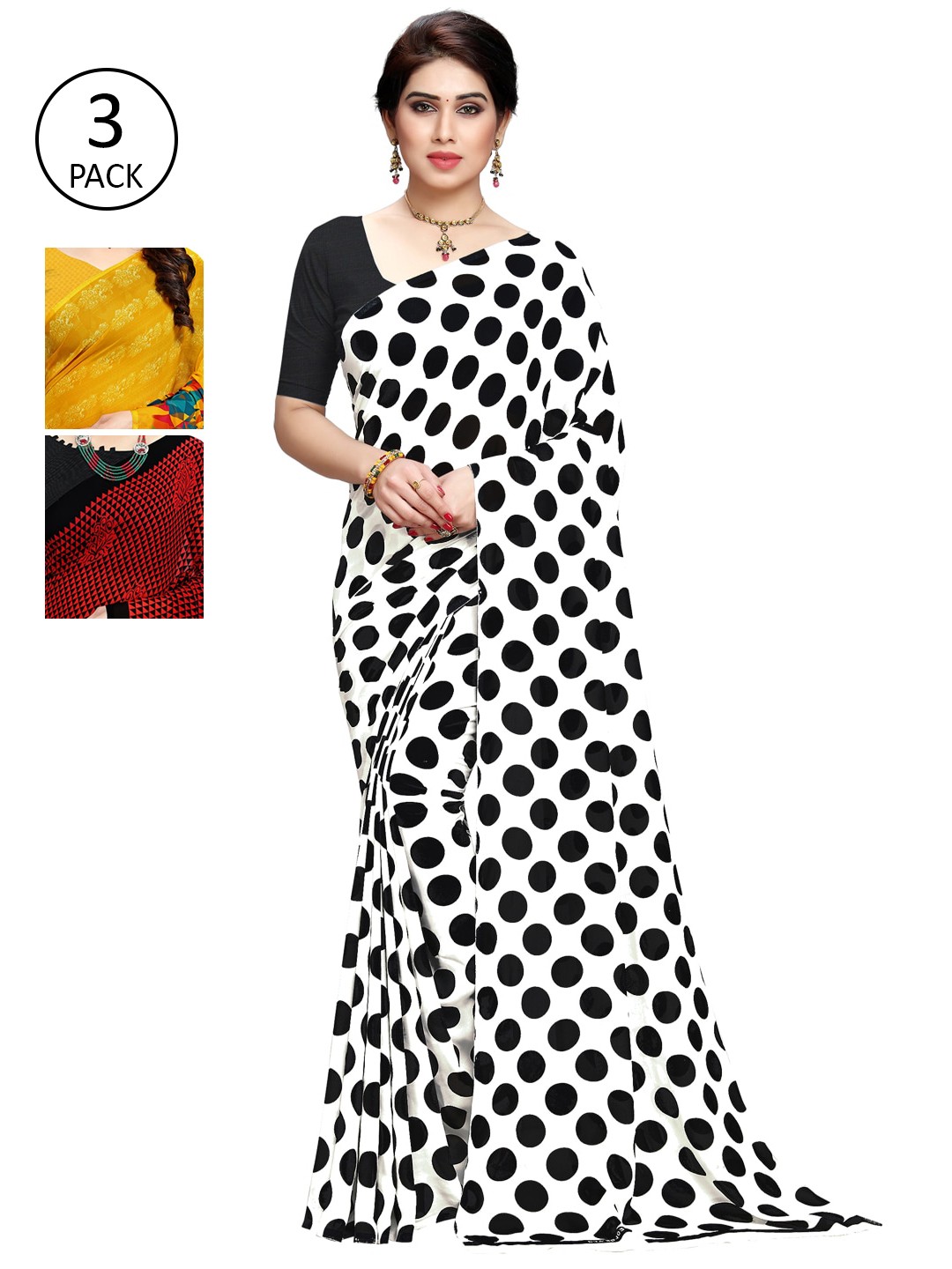 

KALINI Pack of 3 Printed Sarees, Multi