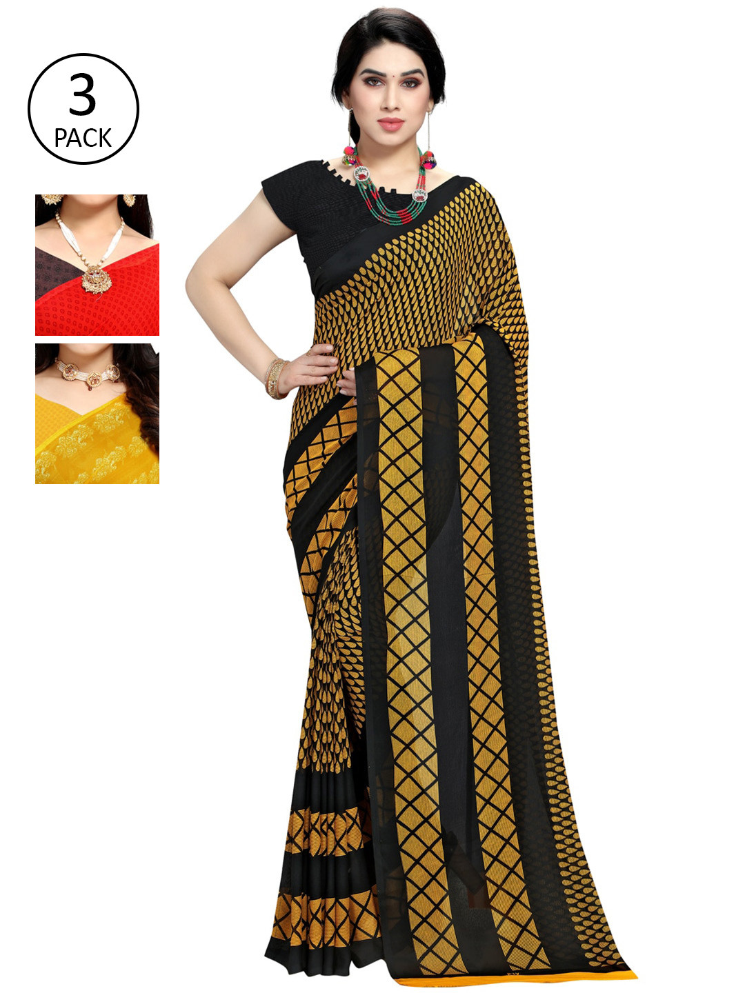 

KALINI Multicoloured Pack of 3 Printed Saree, Multi