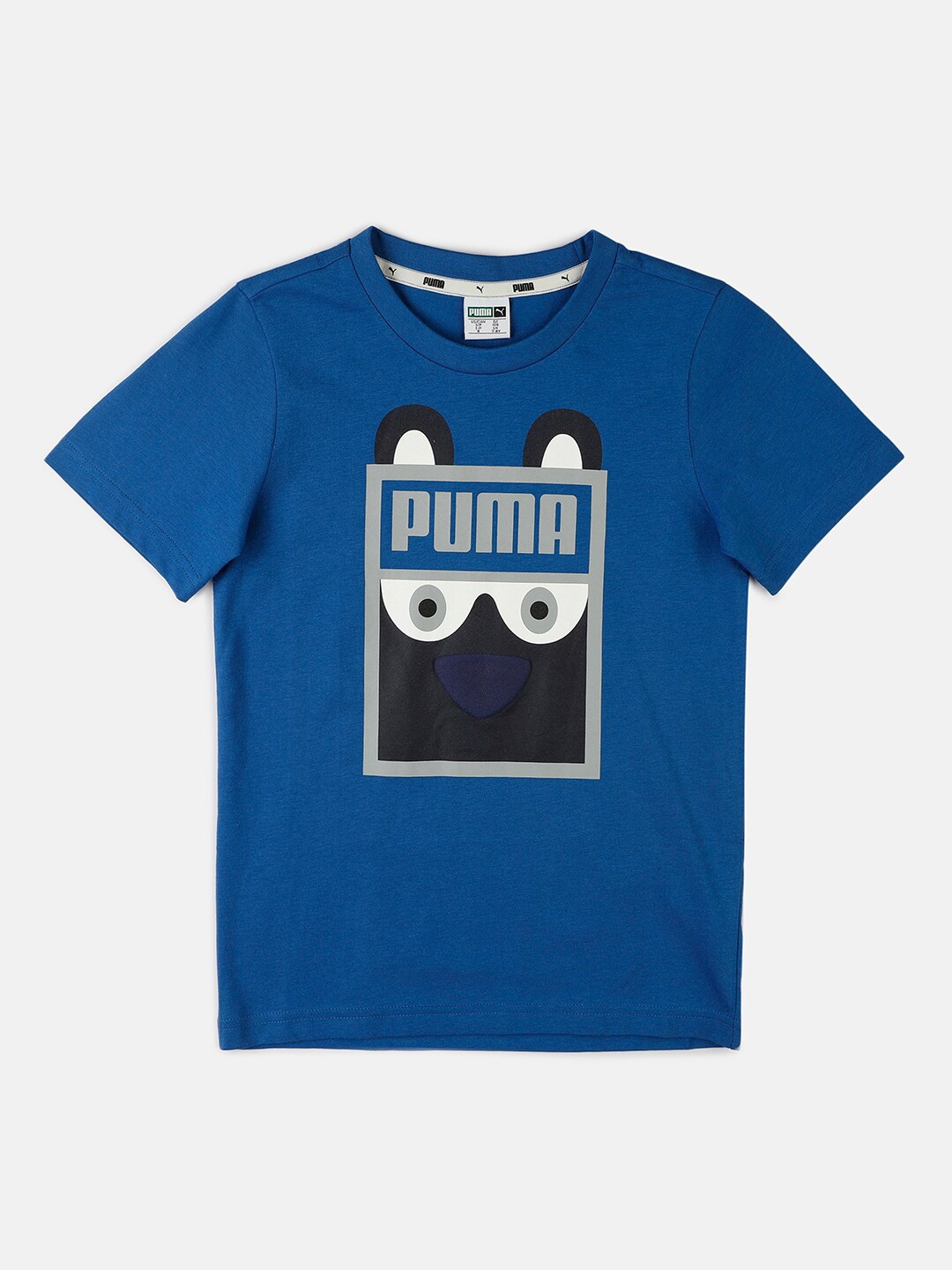 

Puma Unisex Kids Blue Brand Logo Printed Cotton T-shirt