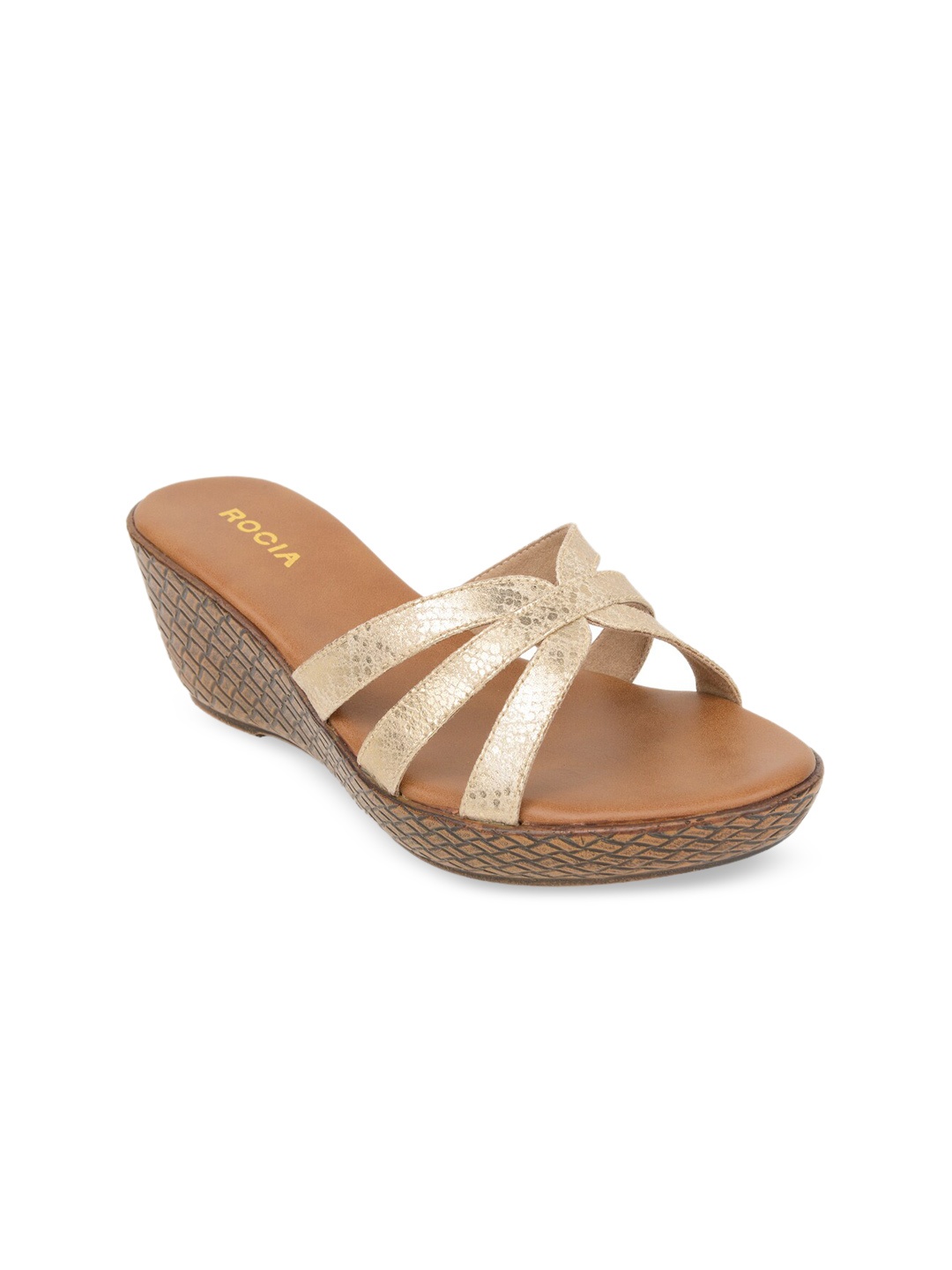 

Rocia Gold-Toned Textured Wedge Sandals