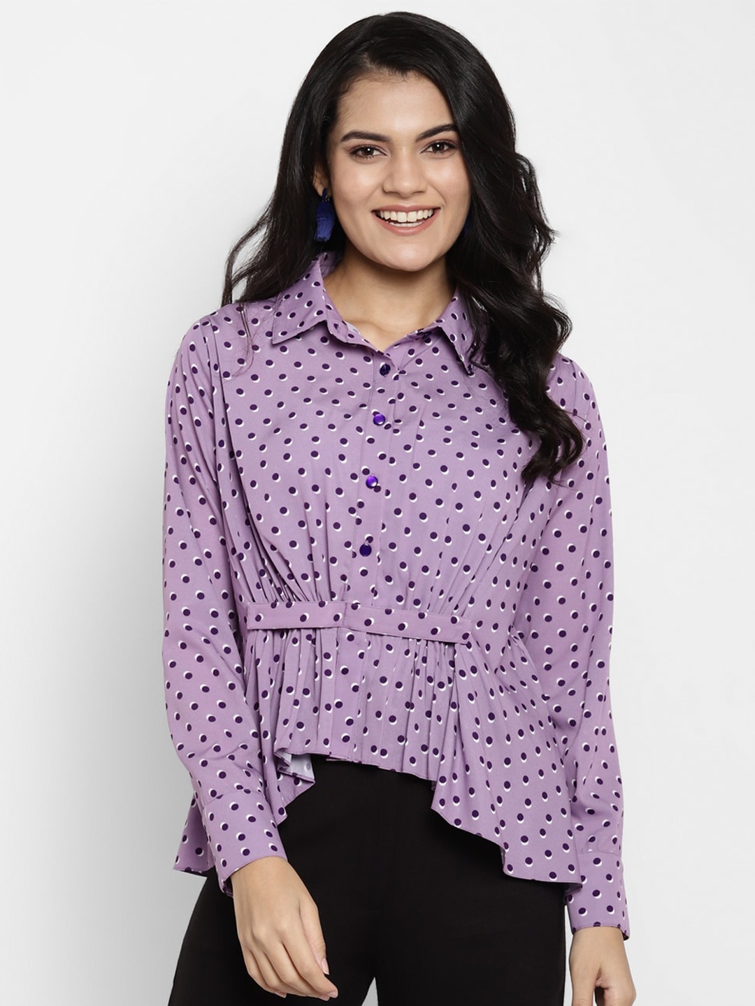 DEEBACO Purple Crepe High-Low Top