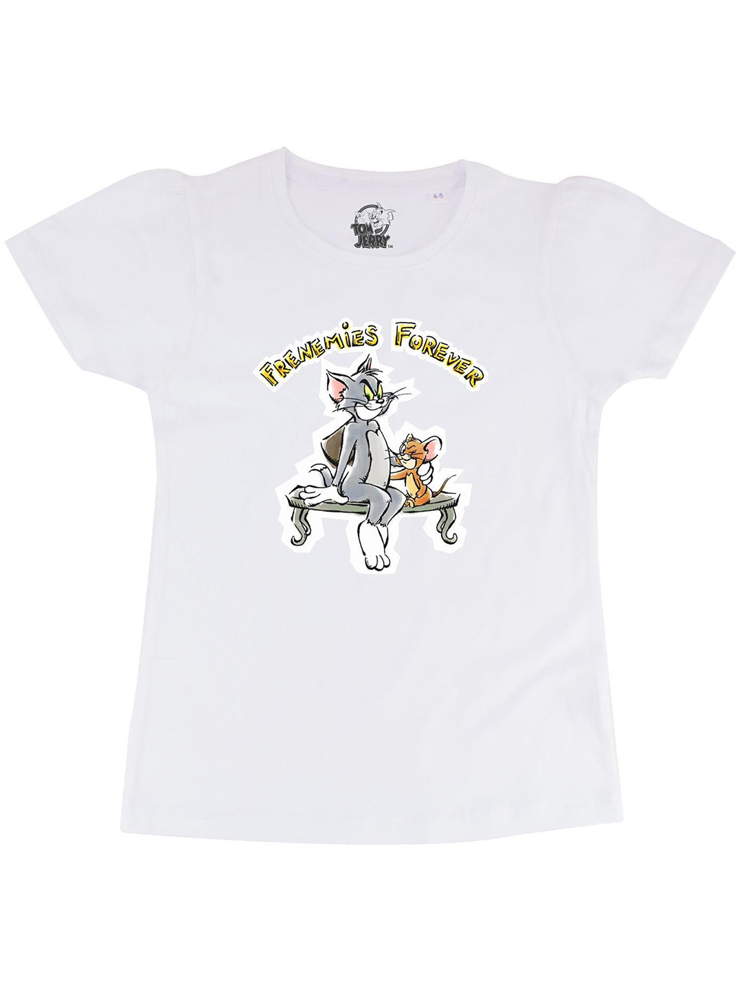 

Tom & Jerry White Puff Sleeve Regular Top