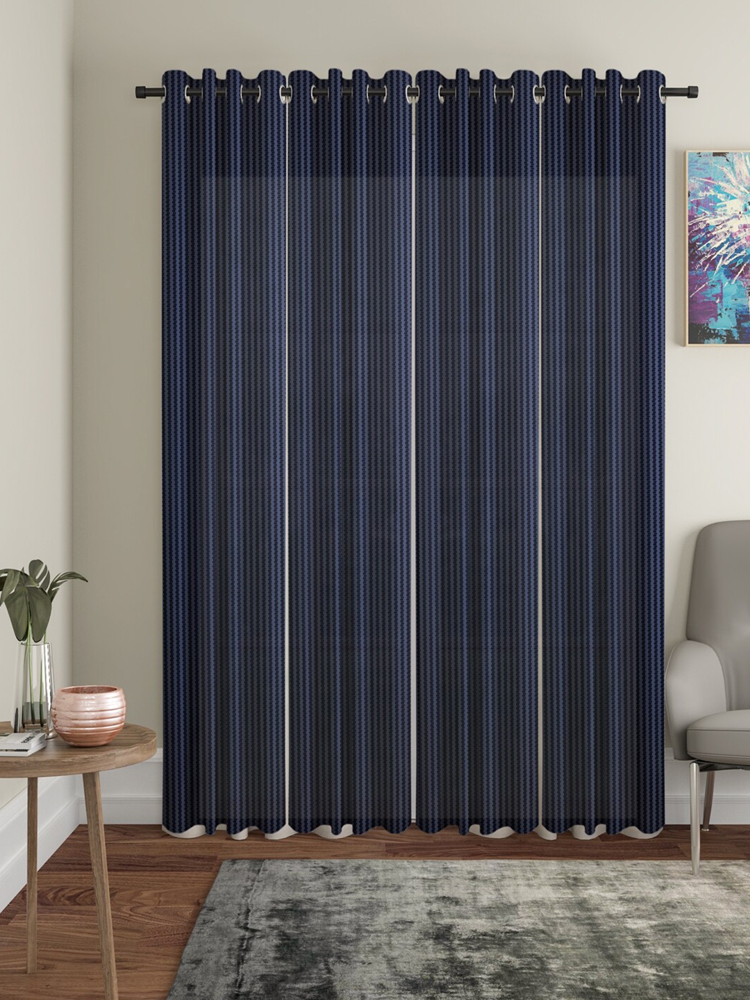 

HOSTA HOMES Blue Set of 4 Striped Door Curtain