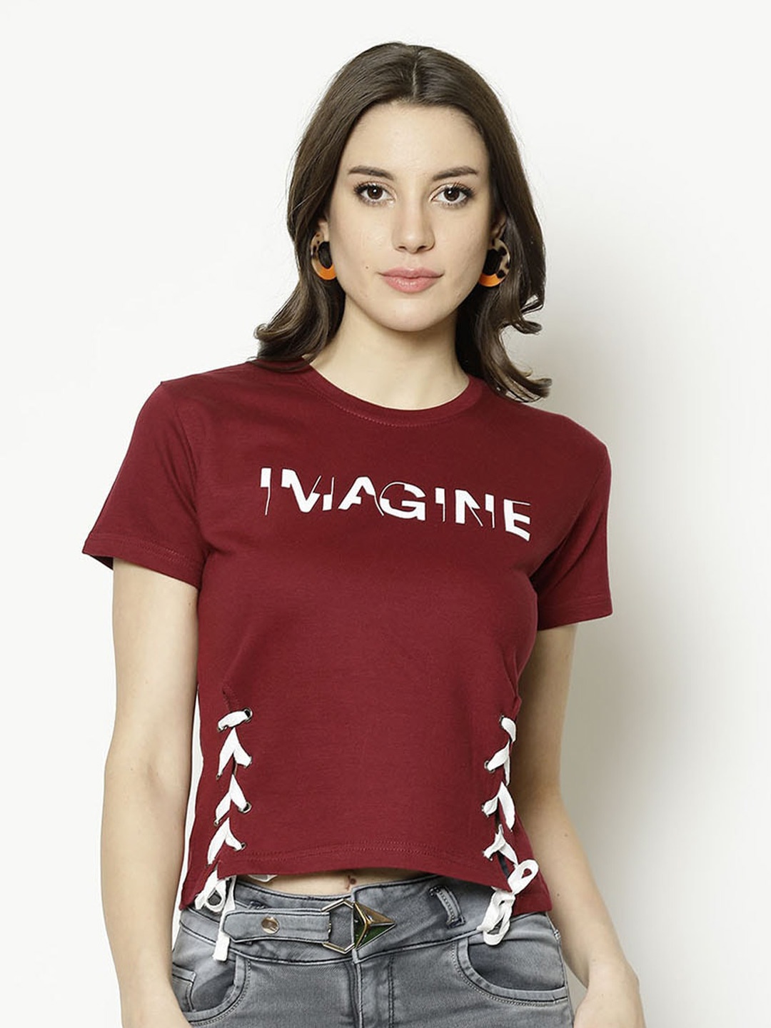 

V2 Value & Variety Maroon Styled Back Top