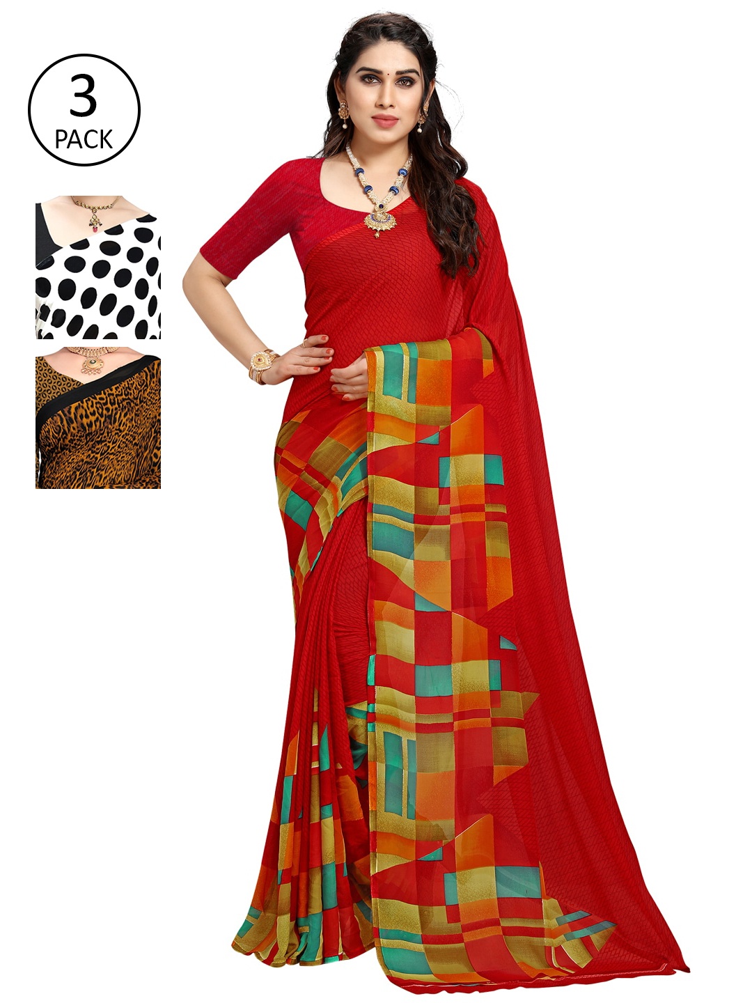 

ANAND SAREES Pack Of 3 Multicoloured Printed Sarees, Multi