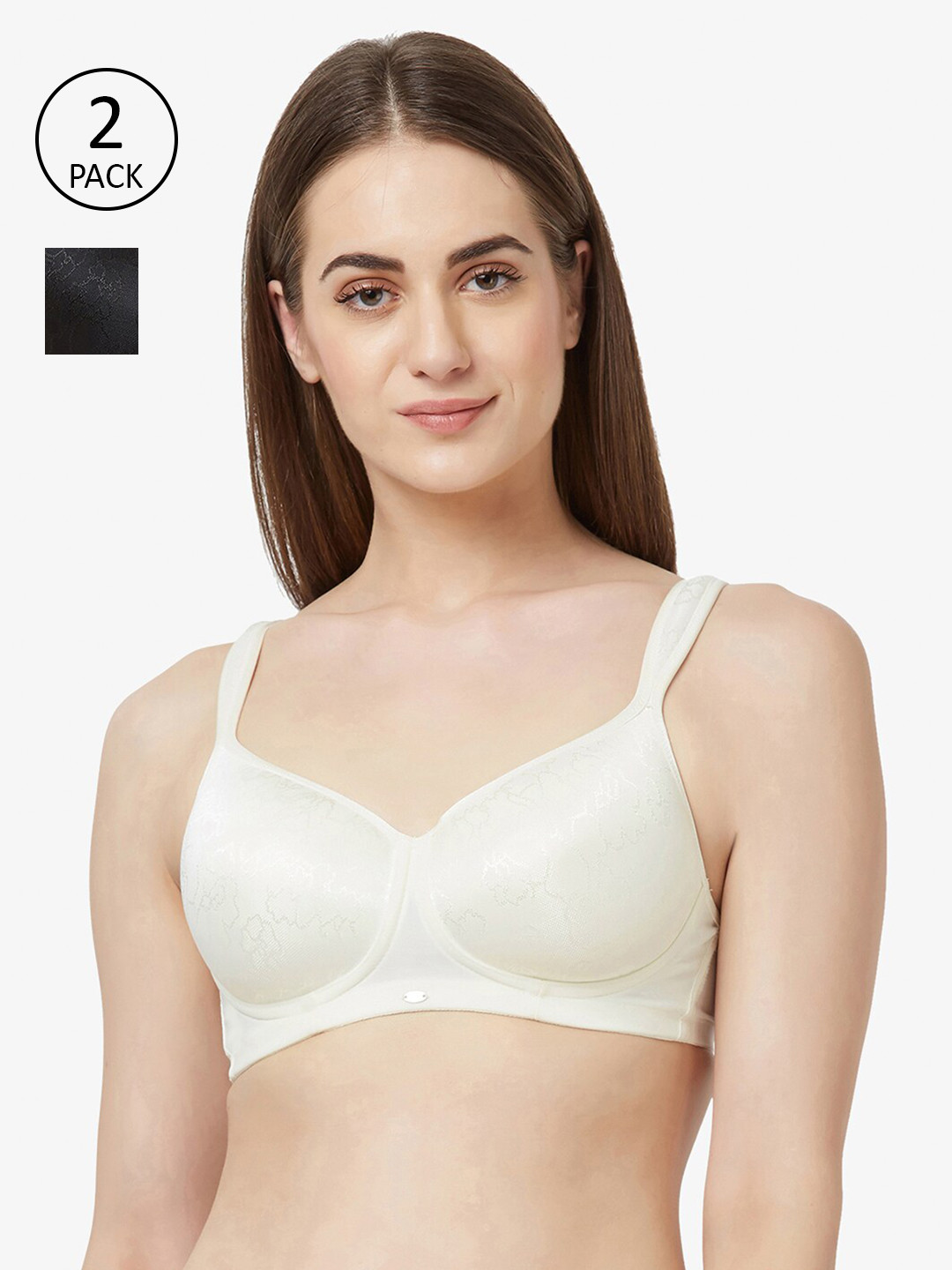 

Soie Black & Off White T-shirt Bra Full Coverage Lightly Padded