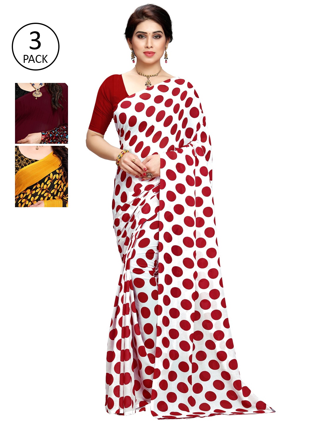

KALINI Pack of 3 Printed Sarees, Multi