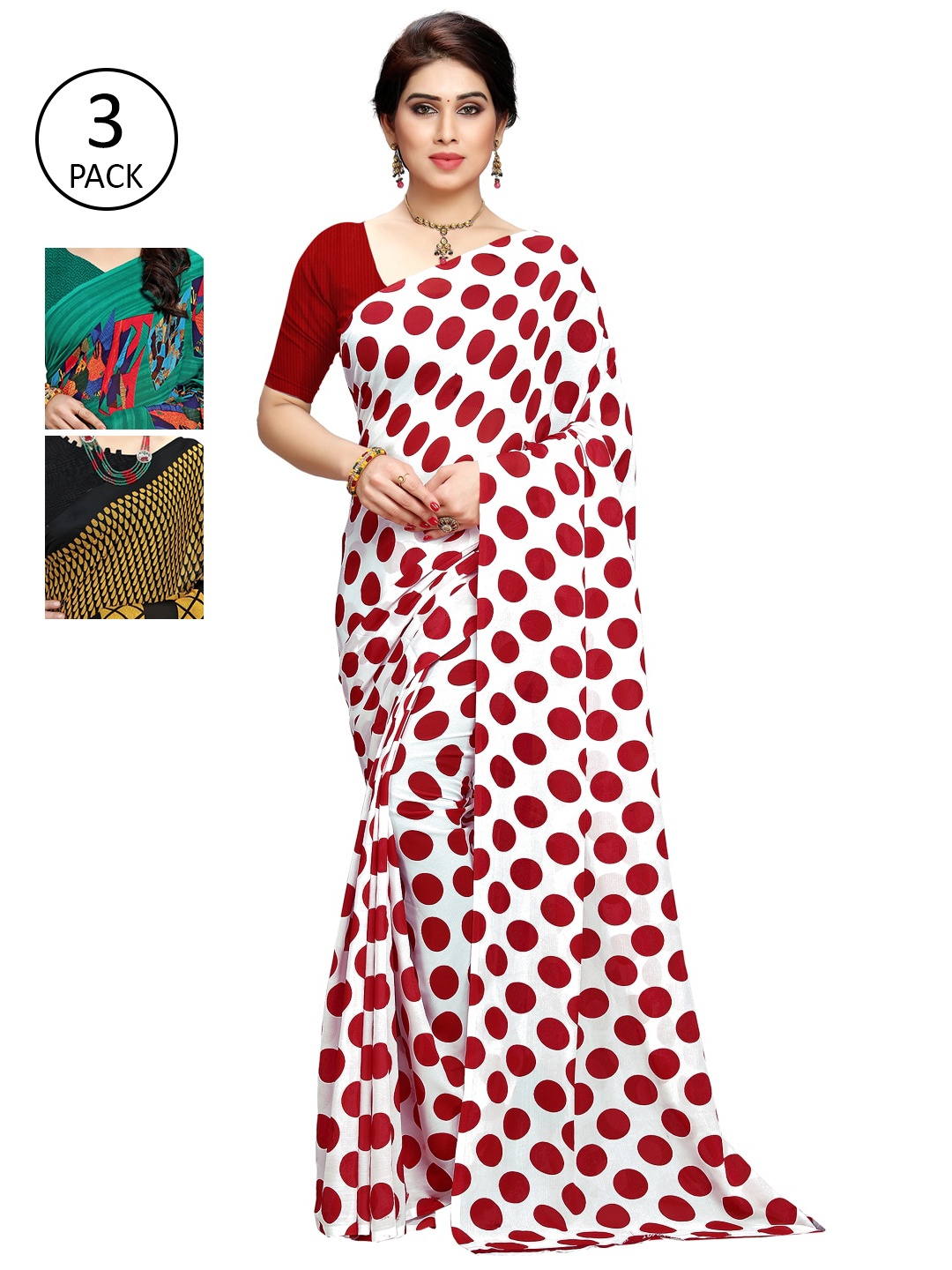 

KALINI Pack of 3 Printed Sarees, Multi
