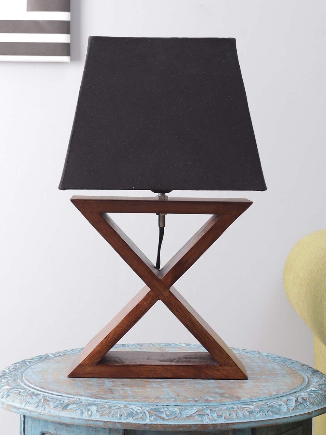 

SANDED EDGE Brown & Black Contemporary Table Lamp with Shade